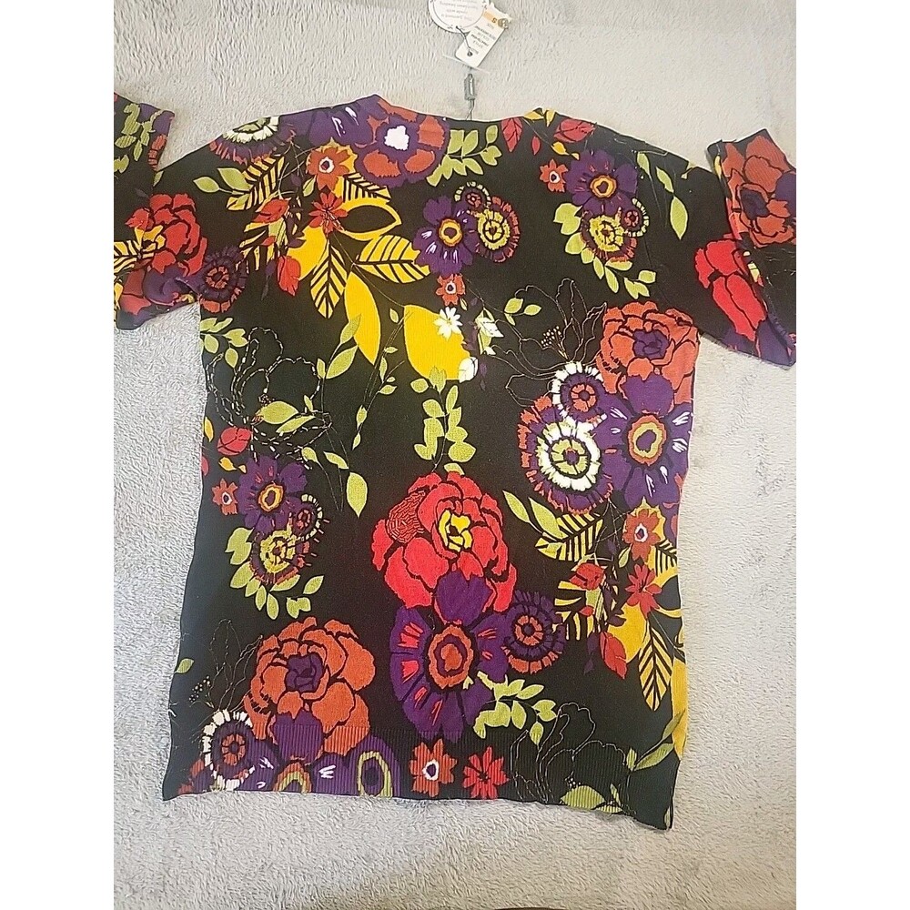 Joseph A  Cardigan Small Colorful Beaded Floral  Boho Cottage Core - Picture 5 of 7
